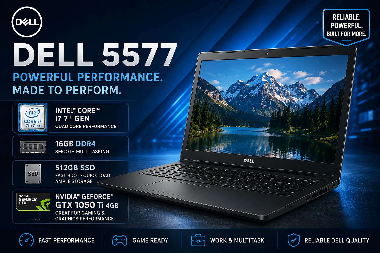 Laptop - Dell 5577 i7 7th 16GB 512GB 1050Ti
