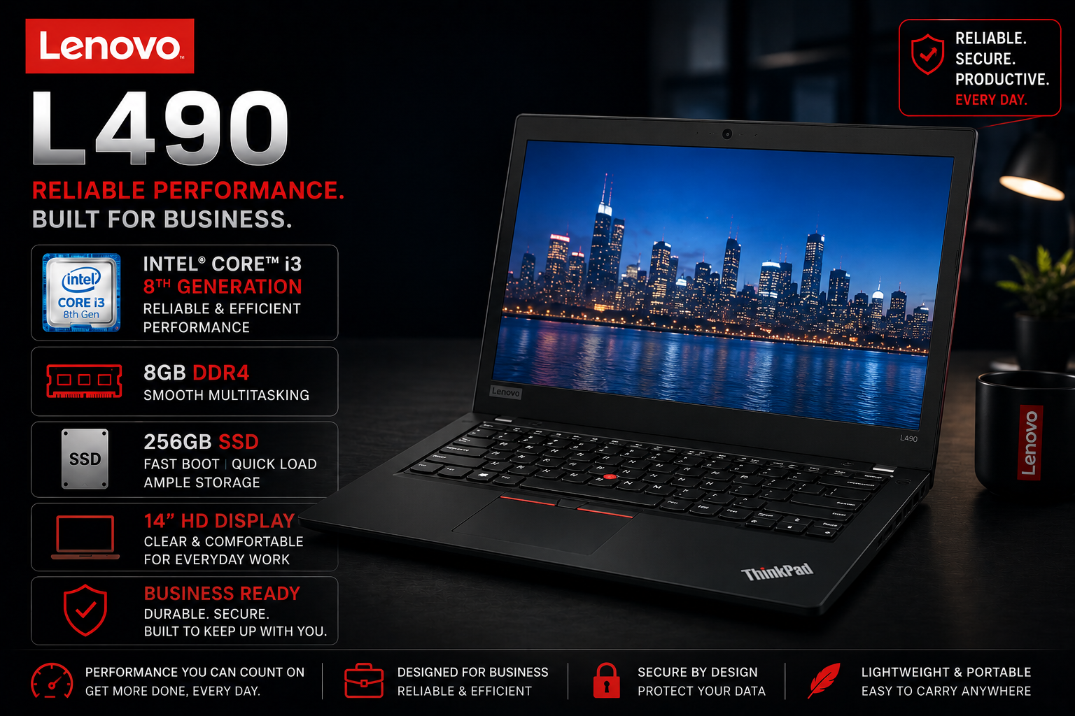 Lenovo - L490 i3 8th 8GB 256GB